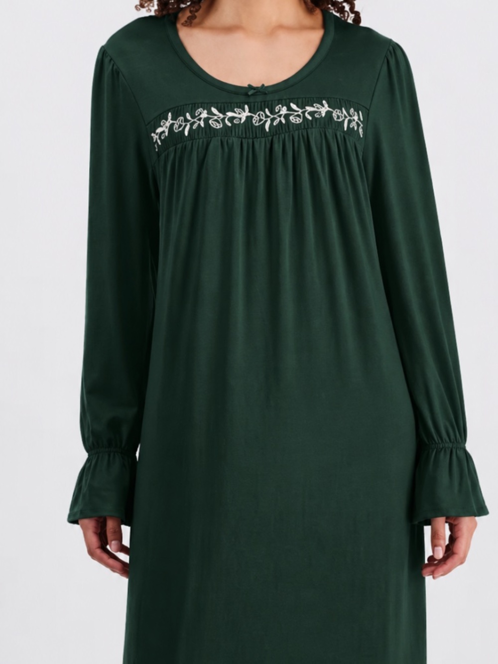 Charter Club Women's Long-Sleeve Embroidered Knit Nightgown
